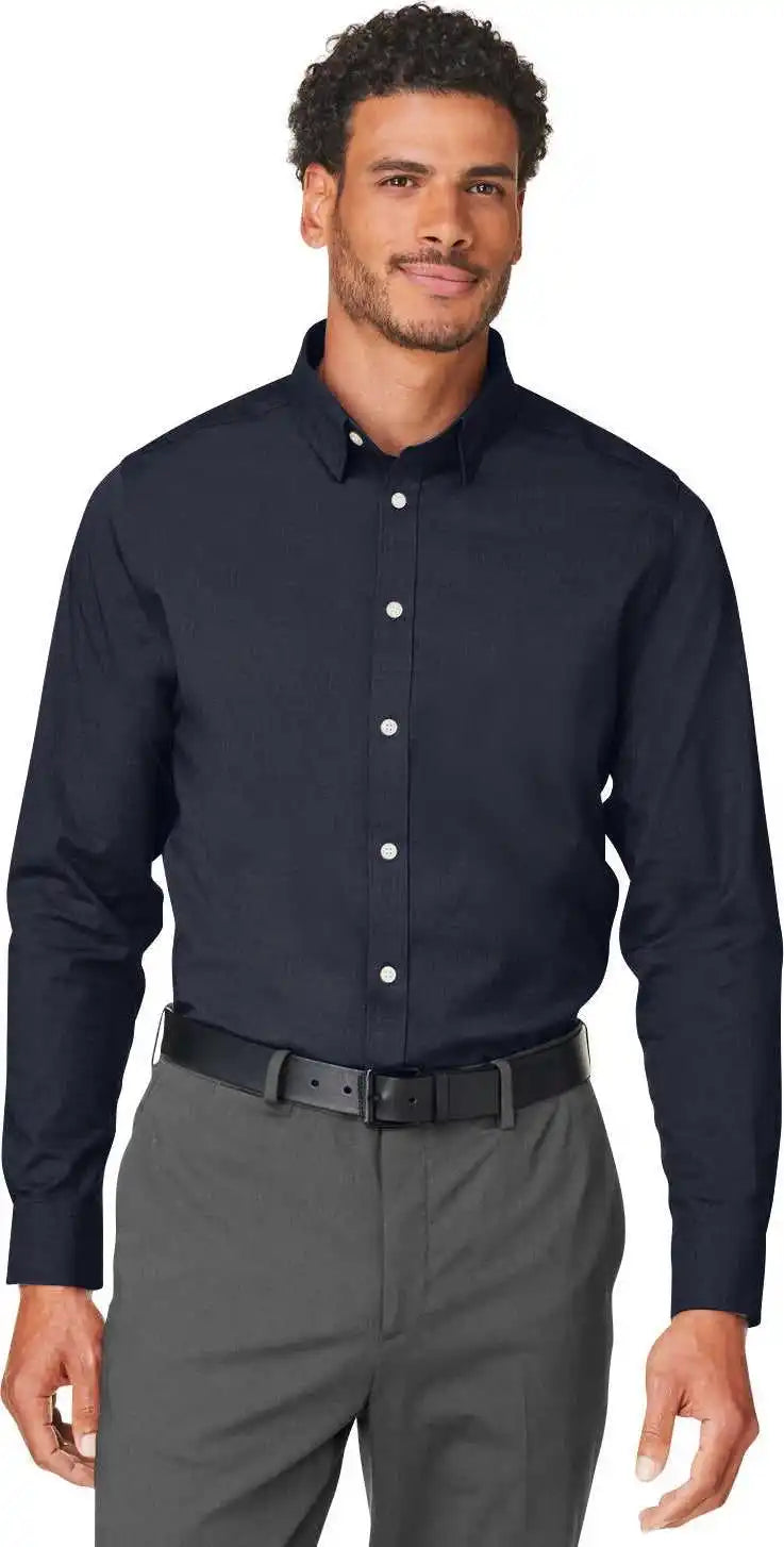 Devon & Jones Dg505 Crownlux Performance Men’s Spencer Poplin Shirt - Navy Melange