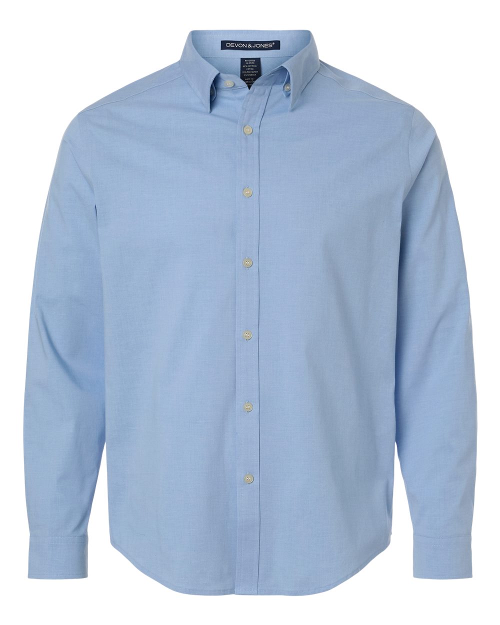 Devon & Jones Dg505 Men’s Crownlux Performance Spencer Poplin Dress Shirt - Light Blue Melange