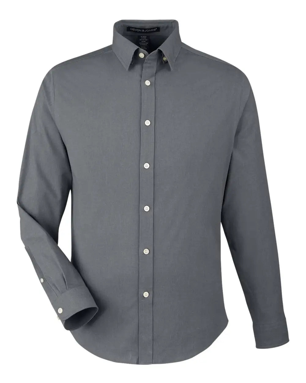 Devon & Jones Dg505 Men’s Crownlux Performanceâ Spencer Poplin Dress Shirt - Graphite Melange