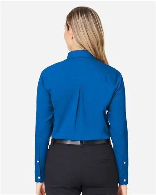Devon & Jones Dg505w Women's Crownlux PerformanceÂ® Spencer Poplin Dress Shirt - French Blue Melange