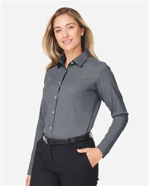 Devon & Jones Dg505w Women's Crownlux PerformanceÂ® Spencer Poplin Dress Shirt - Graphite Melange