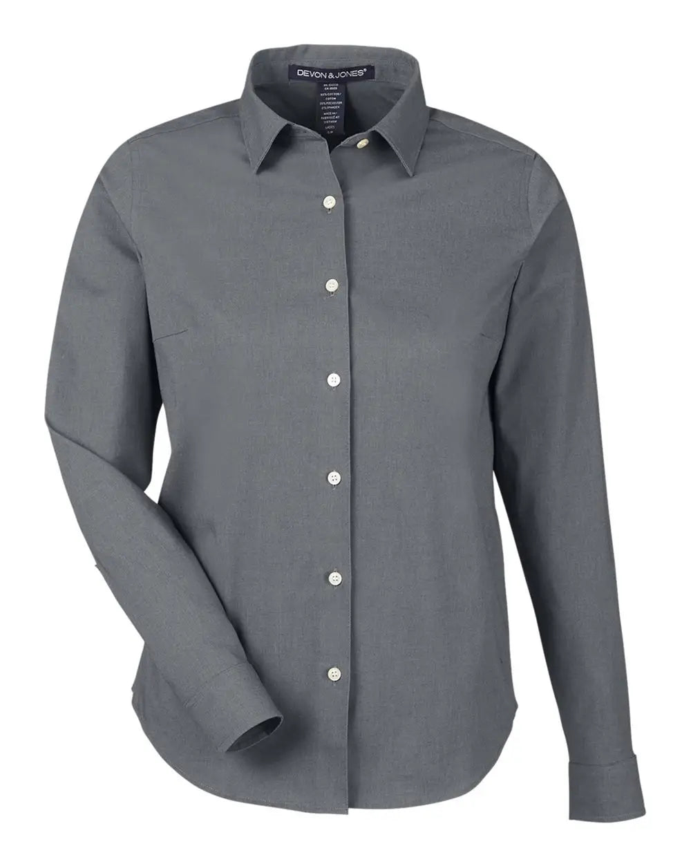 Devon & Jones Dg505w Women’s Crownlux Performanceâ Spencer Poplin Dress Shirt - Graphite Melange