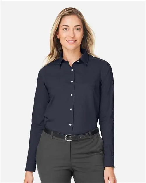 Devon & Jones Dg505w Women’s Crownlux Performanceâ Spencer Poplin Dress Shirt - Navy Melange