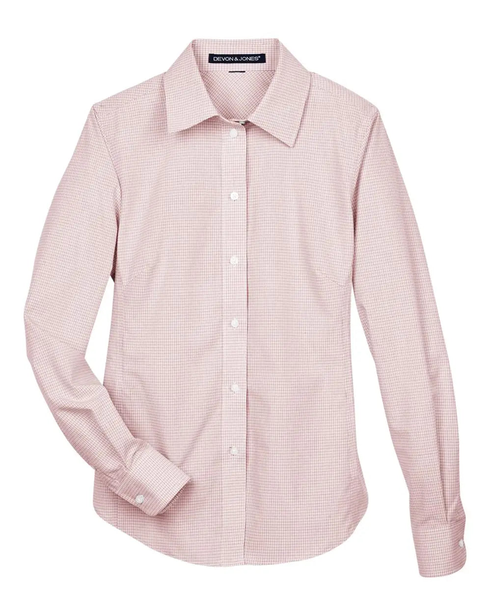 Devon & Jones Dg510w Women’s Crown Collection Micro Tattersall Woven Dress Shirt - White Rust Stone