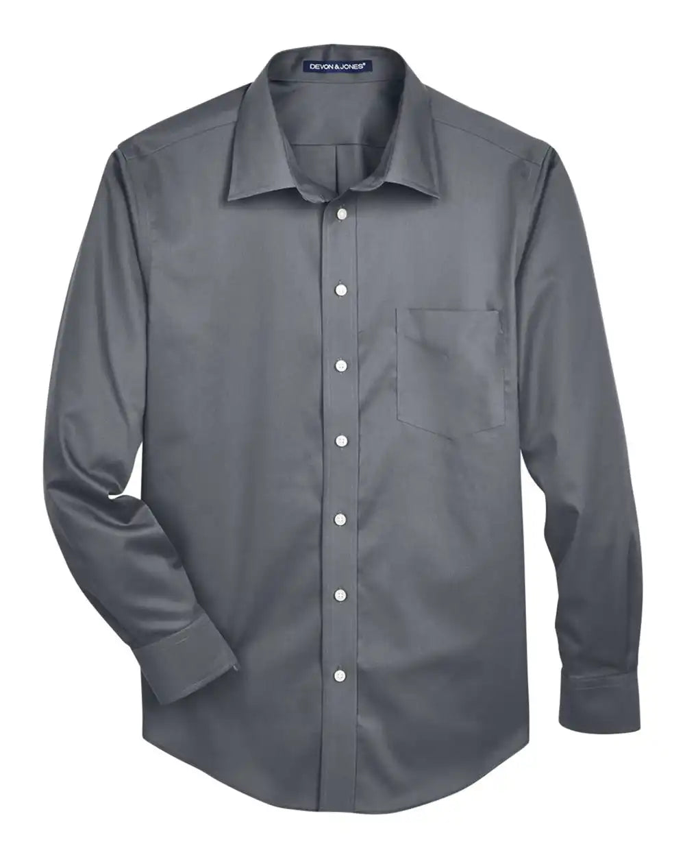 Devon & Jones Dg530 Men’s Crown Collection® Solid Stretch Twill Woven Dress Shirt - Graphite - Xs