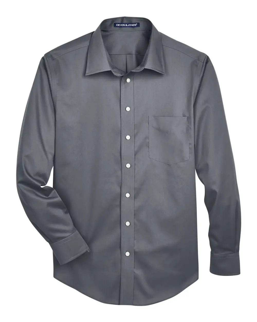 Devon & Jones Dg530 Men’s Crown Collection Solid Stretch Twill Woven Dress Shirt - Graphite