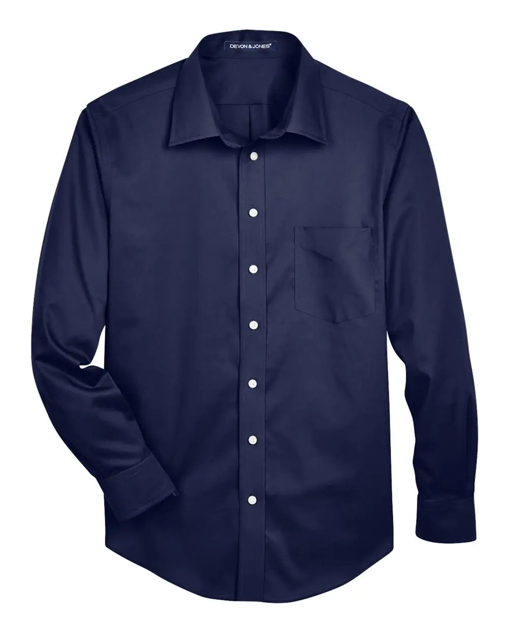 Devon & Jones Dg530t Men's Crown Collection Tall Solid Stretch Twill Woven Dress Shirt - Navy - Adult Xl