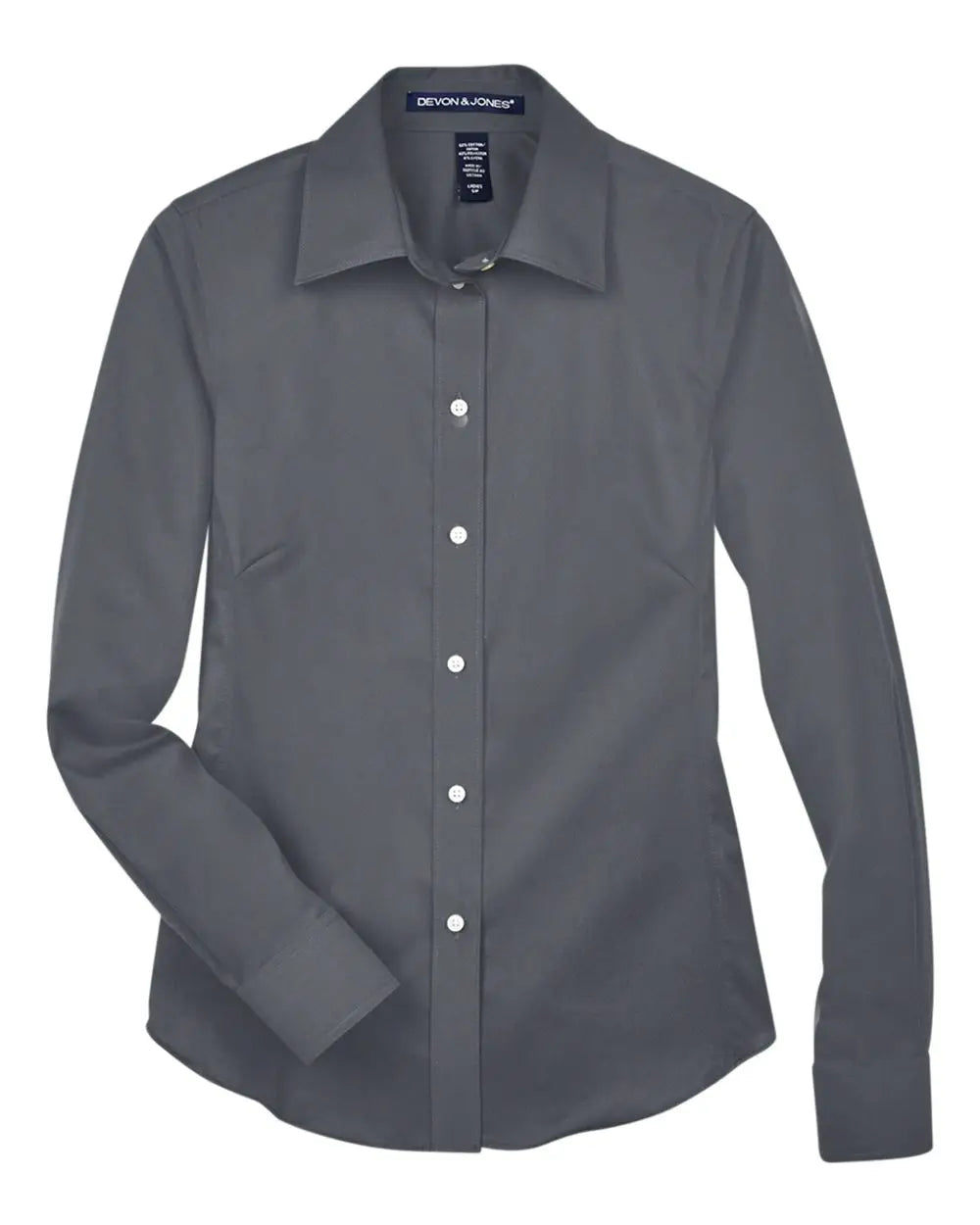 Devon & Jones Dg530w Women’s Crown Collection Solid Stretch Twill Woven Dress Shirt - Graphite
