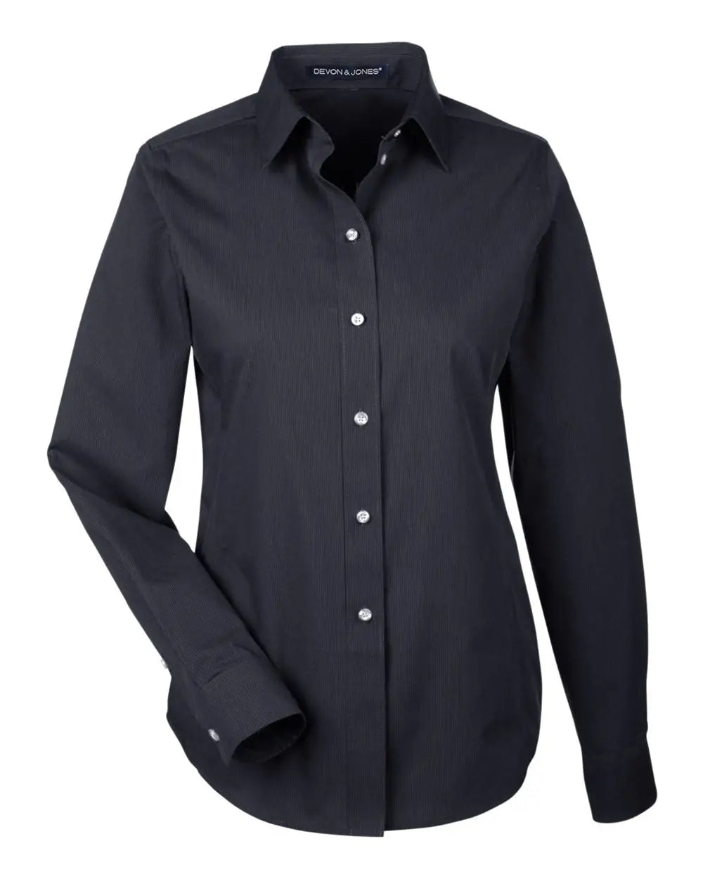 Devon & Jones Dg534w Women’s Crown Collection Striped Woven Dress Shirt - Black Graphite
