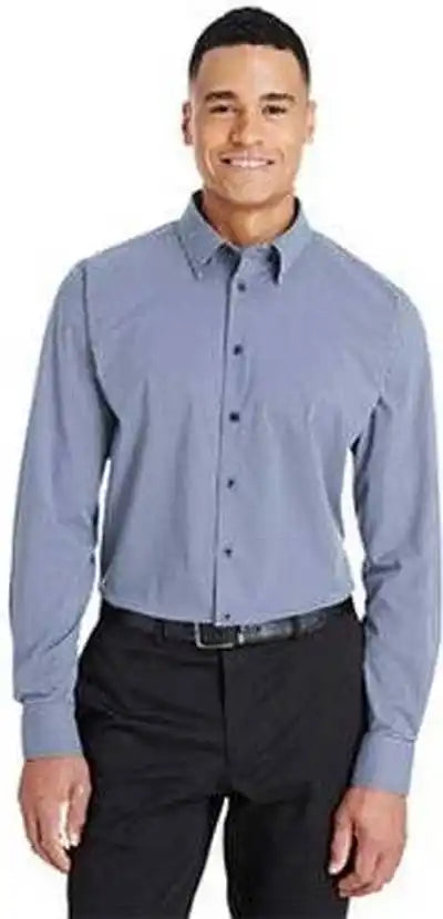 Devon &amp; Jones Dg535 Crownlux Performance Men’s Tonal Mini Check Shirt - Navy