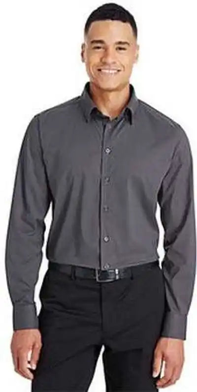 Devon &amp; Jones Dg535 Crownlux Performance Men’s Tonal Mini Check Shirt - Carbon