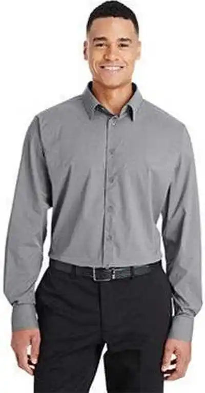 Devon &amp; Jones Dg535 Crownlux Performance Men’s Tonal Mini Check Shirt - Graphite