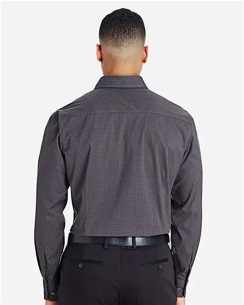 Devon & Jones Dg535 Men's Crownlux PerformanceÂ® Tonal Mini Check Woven Dress Shirt - Carbon