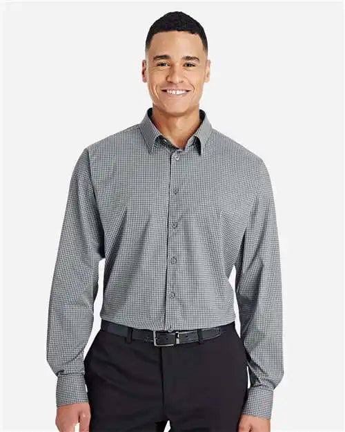 Devon & Jones Dg535 Men’s Crownlux Performance® Tonal Mini Check Woven Dress Shirt - Graphite - s