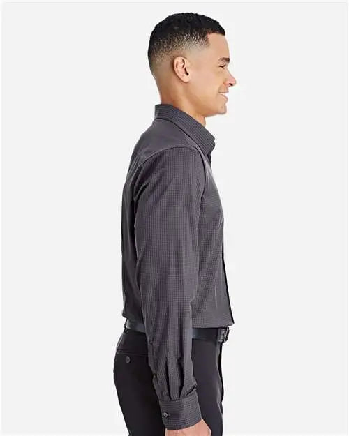 Devon & Jones Dg535 Men's Crownlux PerformanceÂ® Tonal Mini Check Woven Dress Shirt - Carbon