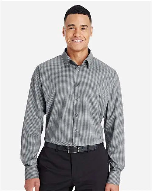 Devon & Jones Dg535 Men’s Crownlux Performanceâ Tonal Mini Check Woven Dress Shirt - Graphite