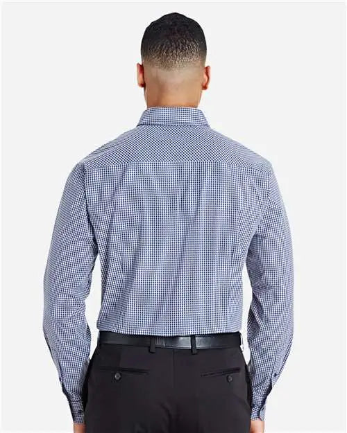 Devon & Jones Dg535 Men’s Crownlux Performanceâ Tonal Mini Check Woven Dress Shirt - Navy