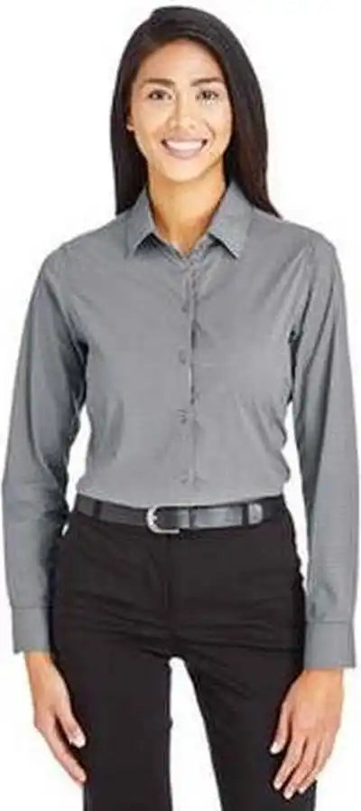 Devon & Jones Dg535w Crownlux Performance Ladies’ Tonal Mini Check Shirt Graphite