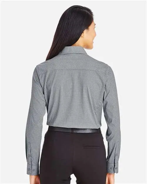 Devon & Jones Dg535w Women's Crownlux PerformanceÂ® Tonal Mini Check Woven Dress Shirt - Graphite