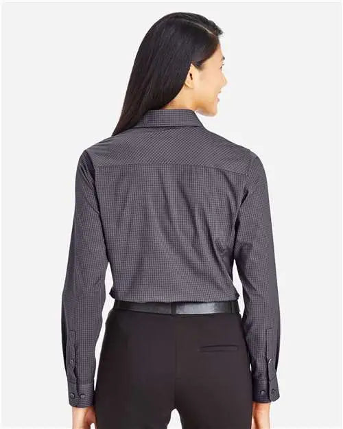 Devon & Jones Dg535w Women’s Crownlux Performanceâ Tonal Mini Check Woven Dress Shirt - Carbon