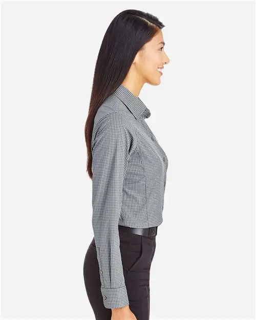 Devon & Jones Dg535w Women’s Crownlux Performanceâ Tonal Mini Check Woven Dress Shirt - Graphite