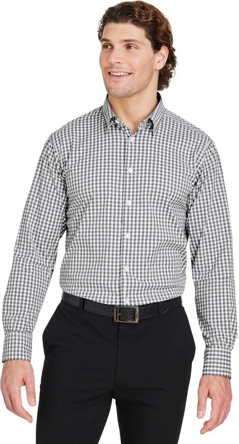 Devon & Jones Dg536 Crownlux Performance Men’s Gingham Shirt - Graphite