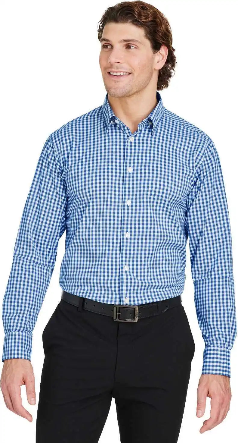 Devon & Jones Dg536 Crownlux Performance Men’s Gingham Shirt French Blue