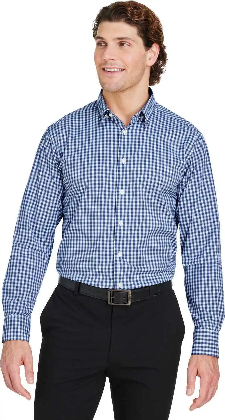 Devon & Jones Dg536 Crownlux Performance Men’s Gingham Shirt Navy