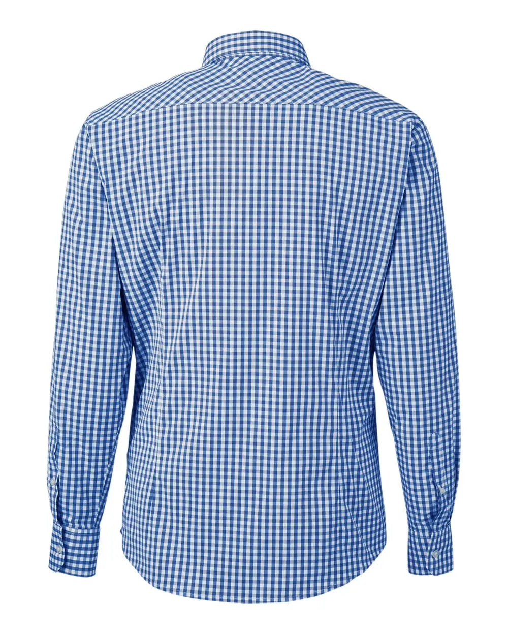 Devon & Jones Dg536 Men’s Crownlux Performanceâ Gingham Dress Shirt - French Blue White