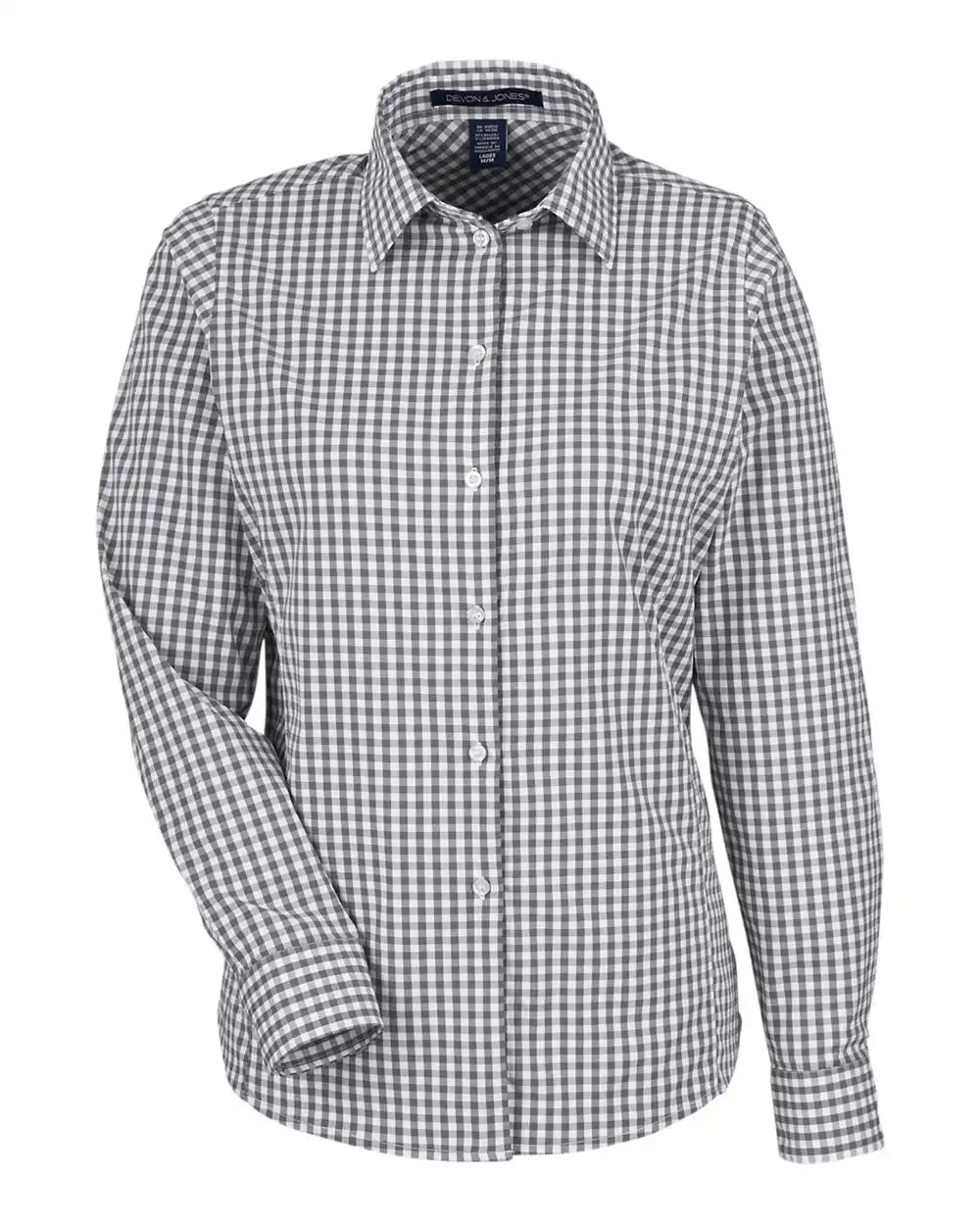Devon & Jones Dg536w Women’s Crownlux Performance® Gingham Dress Shirt - Graphite White - Graphite/ / Xs