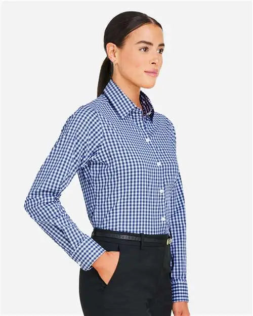 Devon & Jones Dg536w Women’s Crownlux Performanceâ Gingham Dress Shirt - Navy White