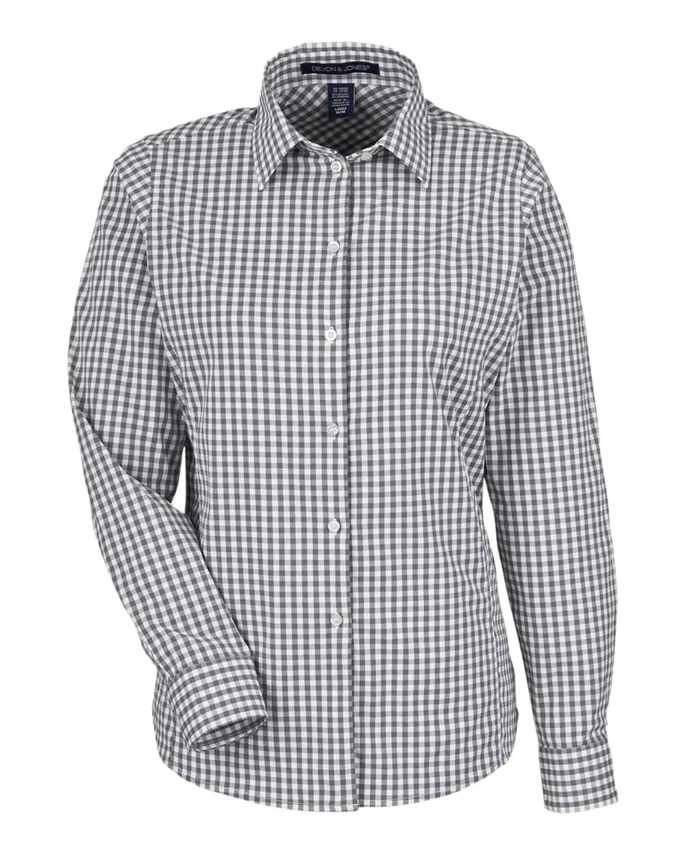 Devon & Jones Dg536w Women’s Crownlux Performanceâ Gingham Dress Shirt - Graphite White