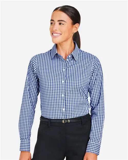 Devon & Jones Dg536w Women’s Crownlux Performanceâ Gingham Dress Shirt - Navy White
