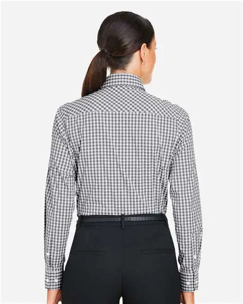 Devon & Jones Dg536w Women’s Crownlux Performanceâ Gingham Dress Shirt - Graphite White