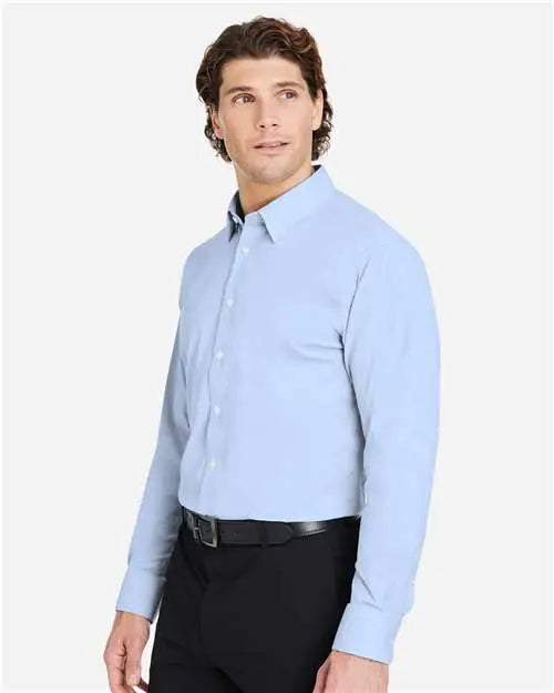 Devon & Jones Dg537 Men’s Crownlux Performanceâ Microstripe Dress Shirt - French Blue White