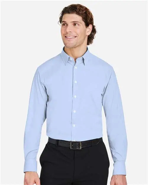 Devon & Jones Dg537 Men’s Crownlux Performanceâ Microstripe Dress Shirt - French Blue White
