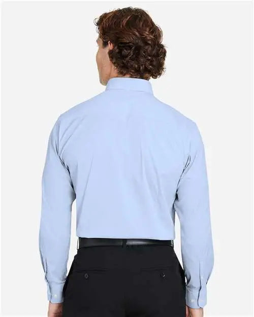 Devon & Jones Dg537 Men’s Crownlux Performanceâ Microstripe Dress Shirt - French Blue White