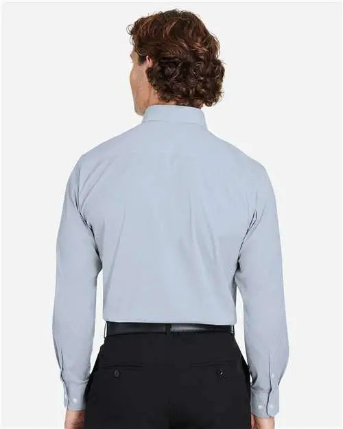 Devon & Jones Dg537 Men’s Crownlux Performanceâ Microstripe Dress Shirt - Navy White