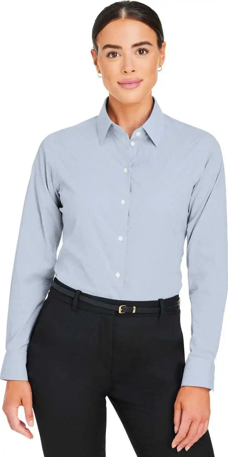 Devon & Jones Dg537w Crownlux Performance Ladies’ Microstripe Shirt - Navy