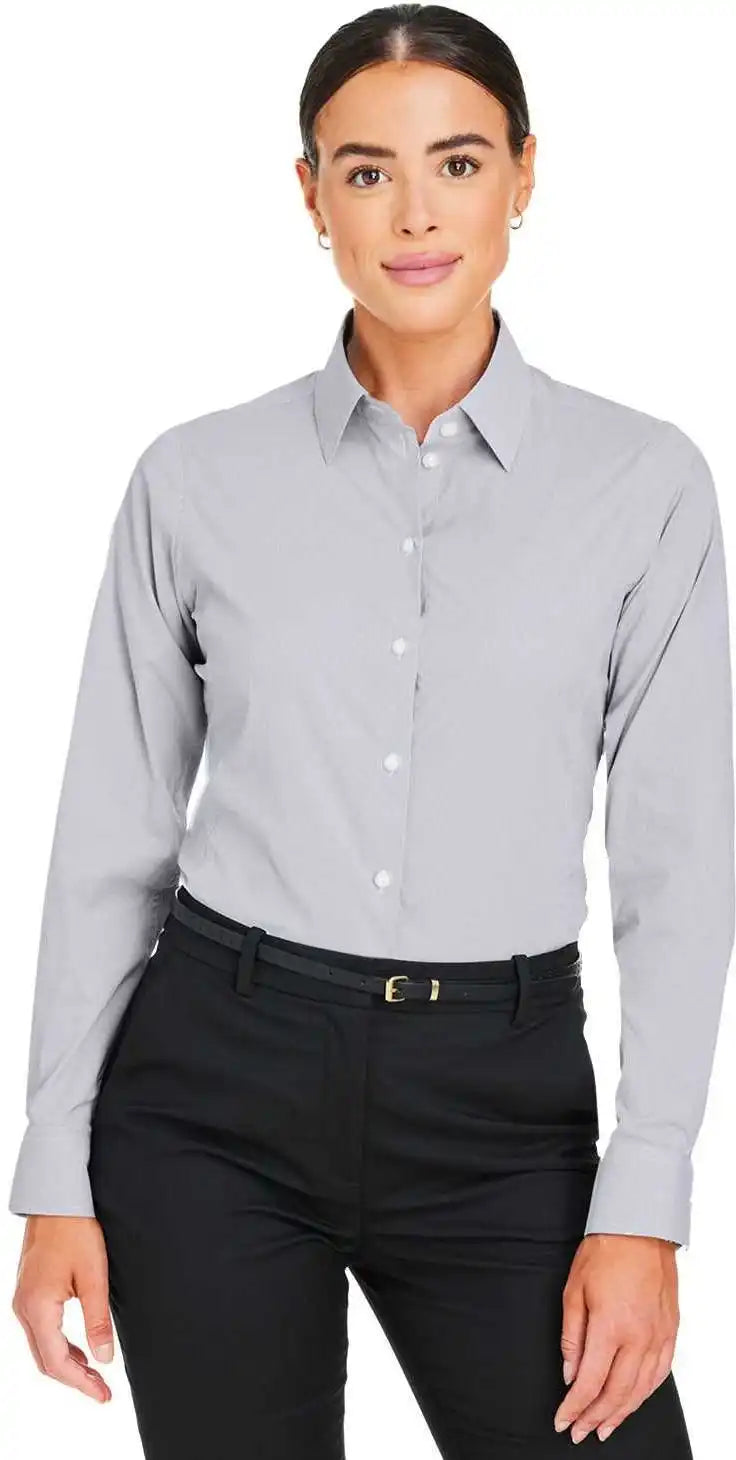 Devon & Jones Dg537w Crownlux Performance Ladies’ Microstripe Shirt Graphite
