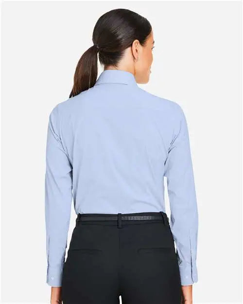 Devon & Jones Dg537w Women's Crownlux PerformanceÂ® Microstripe Dress Shirt - French Blue White