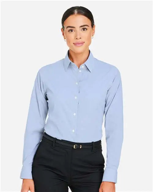 Devon & Jones Dg537w Women’s Crownlux Performanceâ Microstripe Dress Shirt - French Blue White