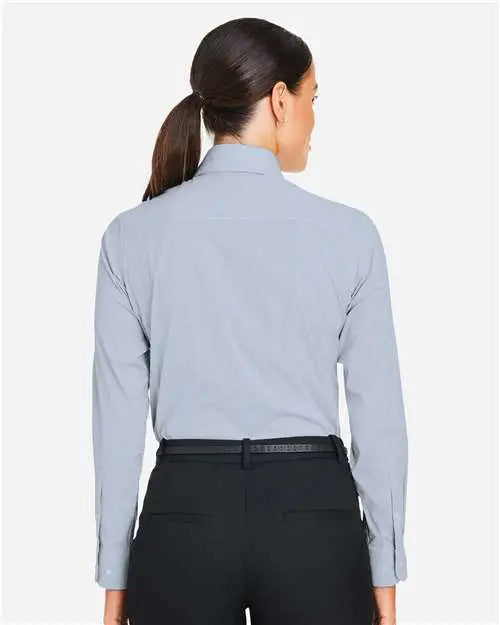 Devon & Jones Dg537w Women’s Crownlux Performanceâ Microstripe Dress Shirt - Navy White