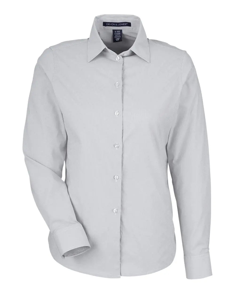 Devon & Jones Dg537w Women’s Crownlux Performanceâ Microstripe Dress Shirt - Graphite White