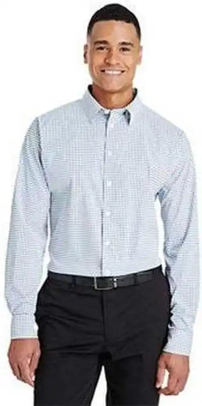 Devon &amp; Jones Dg540 Crownlux Performance Men’s Micro Windowpane Shirt - Navy White