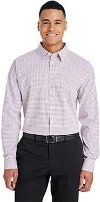 Devon & Jones Dg540 Crownlux Performance Men’s Micro Windowpane Shirt - Burgundy White