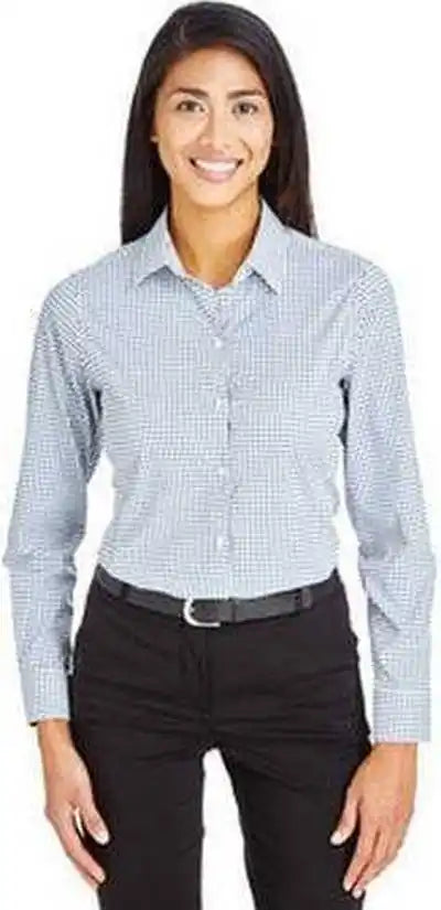 Devon & Jones Dg540w Crownlux Performance Ladies’ Micro Windowpane Shirt - Navy White