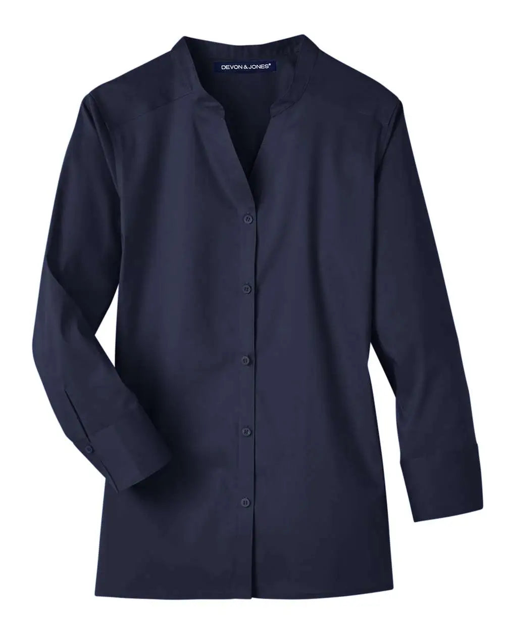 Devon & Jones Dg560w Women’s Crown Collection Stretch Broadcloth Three-quarter Sleeve Blouse - Navy