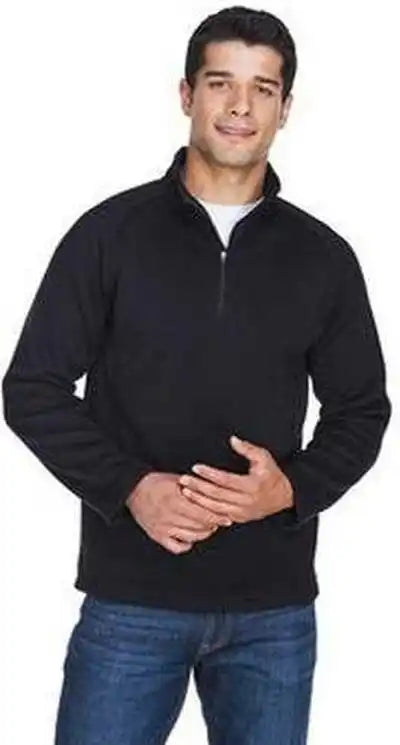 Devon & Jones Dg792 Adult Bristol Sweater Fleece Quarter-zip - Black