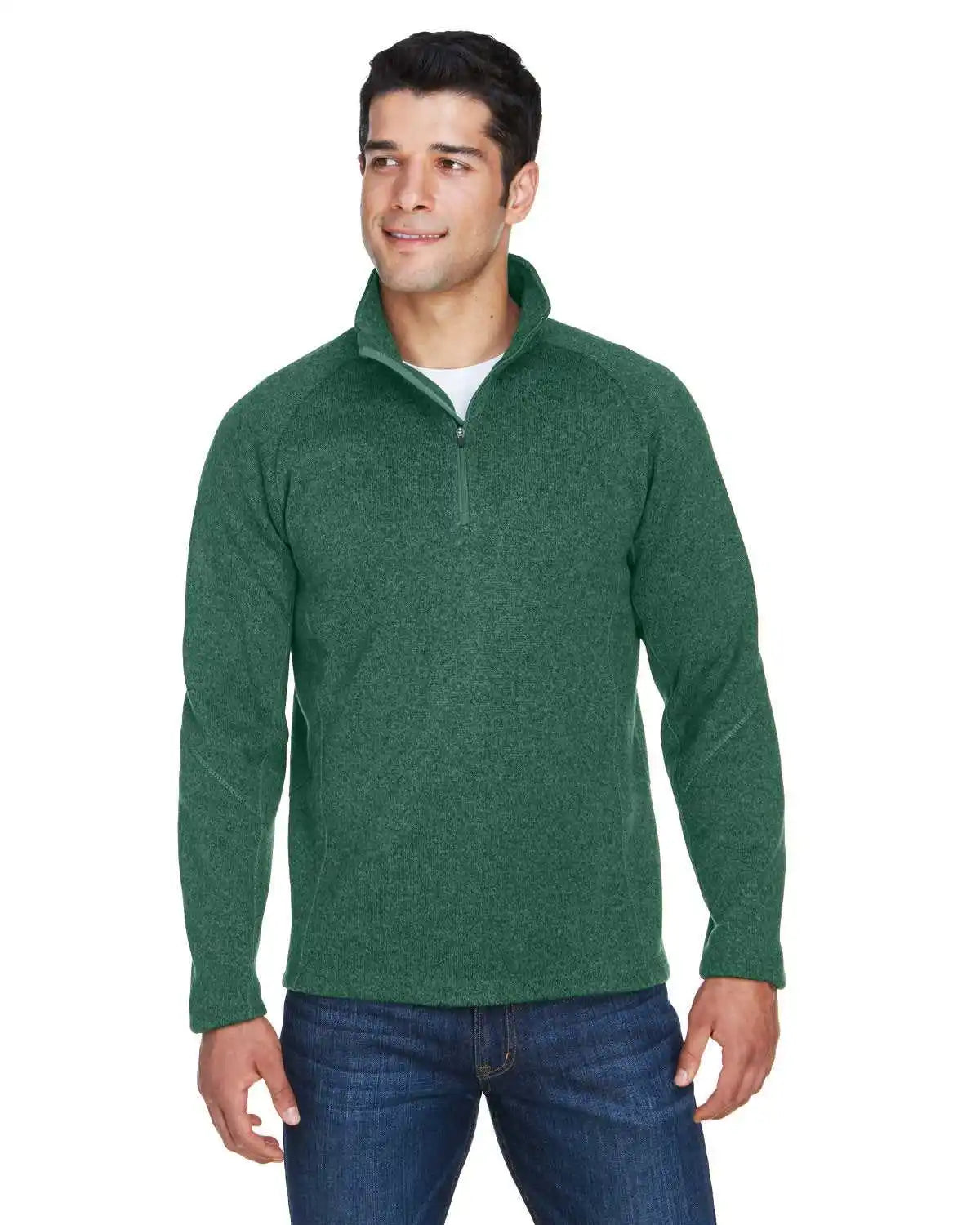 Devon & Jones Dg792 Adult Bristol Sweater Fleece Quarter-zip - Forest Heather